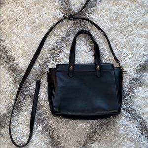 Faux leather black mini tote